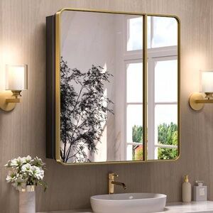 Rectangular Brass Gold Stainless Steels Framed Recessed/Surface Mount Medicine